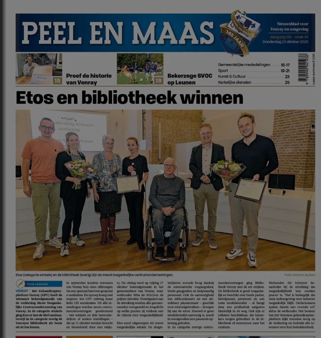 uitslag winnaar verkiezing meest toegankelijke centrumonderneming